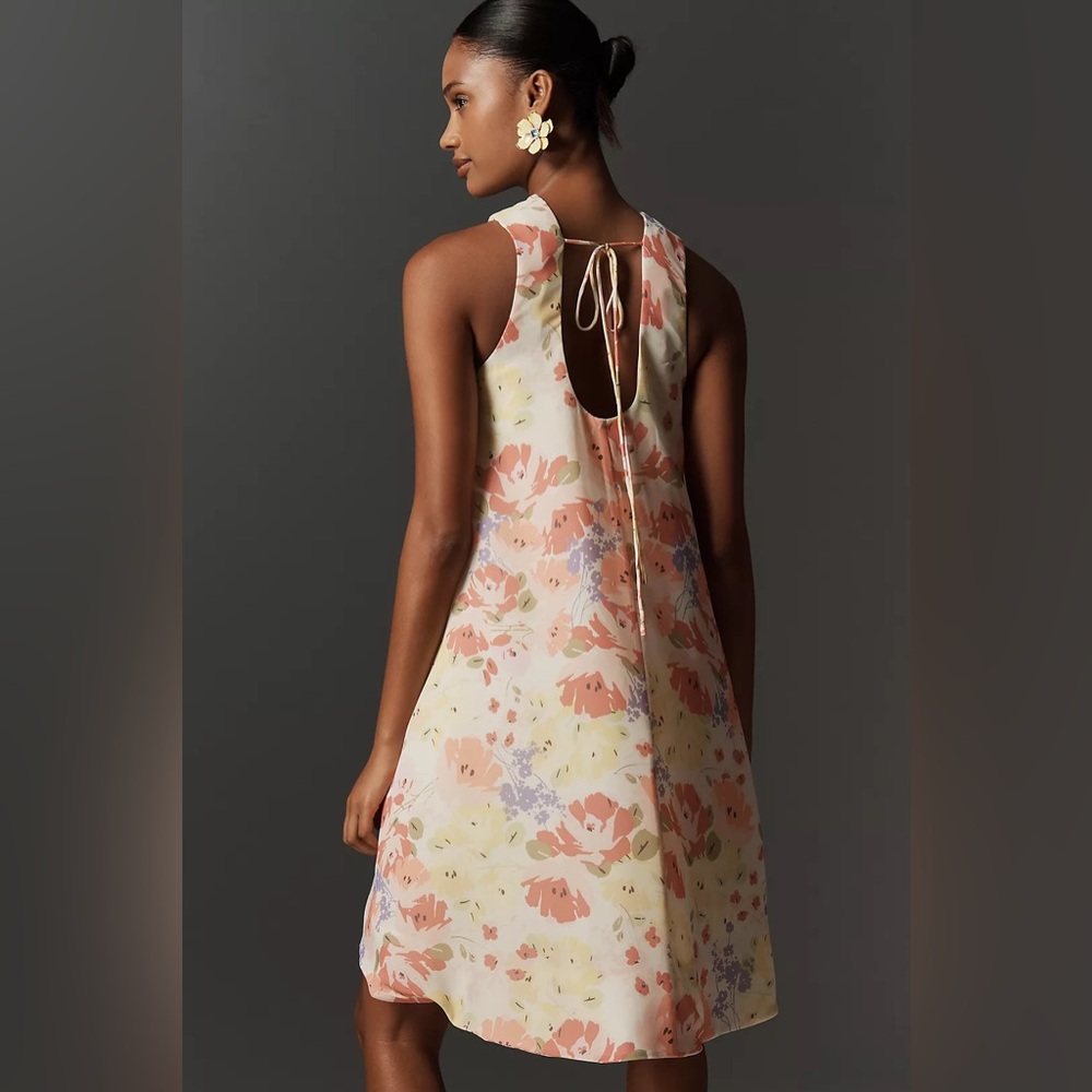 Maeve Sleeveless Crew-Neck Floral Chiffon Mini Dress
